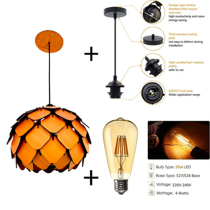 Elegant Wooden Pendant Ceiling Lamp