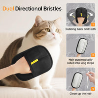 INABULETWO 1 Pcs Pet Hair Removal Gloves Brush, Reusable Cat Dog Electrostatic Hair Remover Grooming Glove Tool