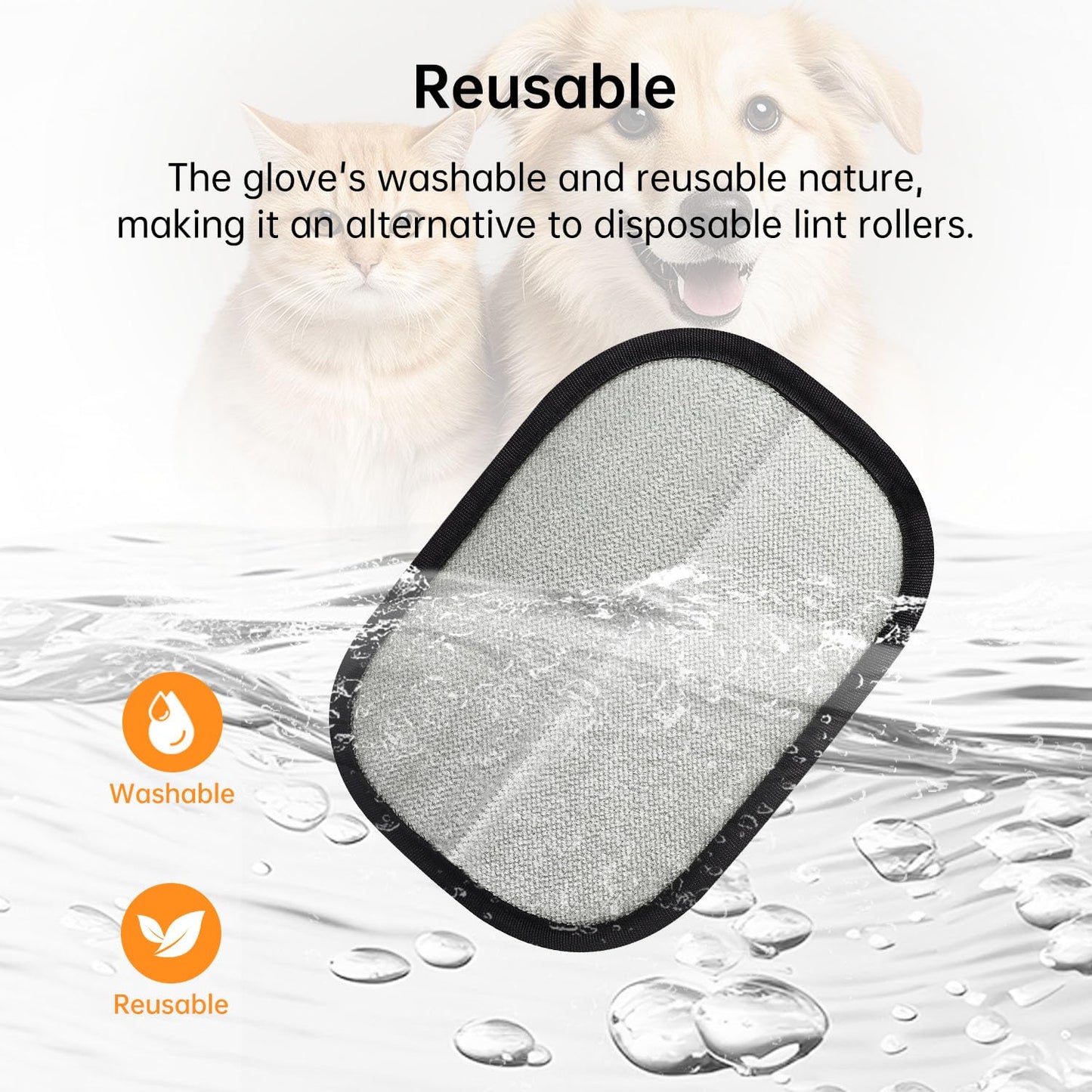 INABULETWO 1 Pcs Pet Hair Removal Gloves Brush, Reusable Cat Dog Electrostatic Hair Remover Grooming Glove Tool